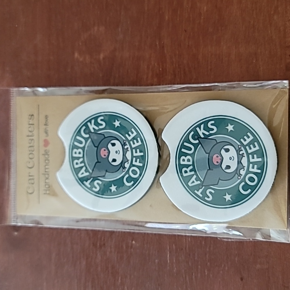 Kuromi Starbucks Coffee Handmade Reuseable Set of 2 Car Cup Holder Coaster